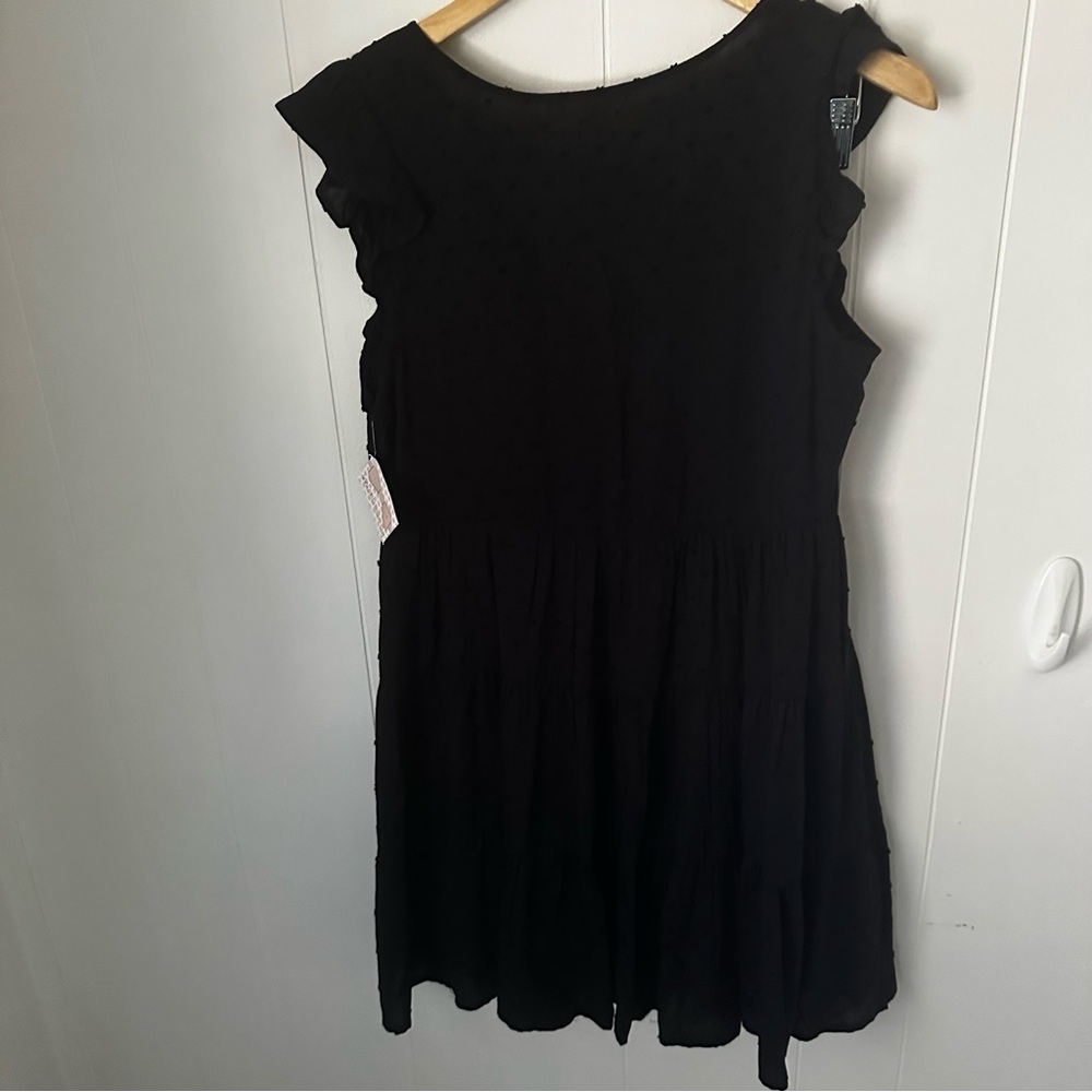 Navy Blue Ruffled Buttoned Mini Sundress - Picture 2 of 4